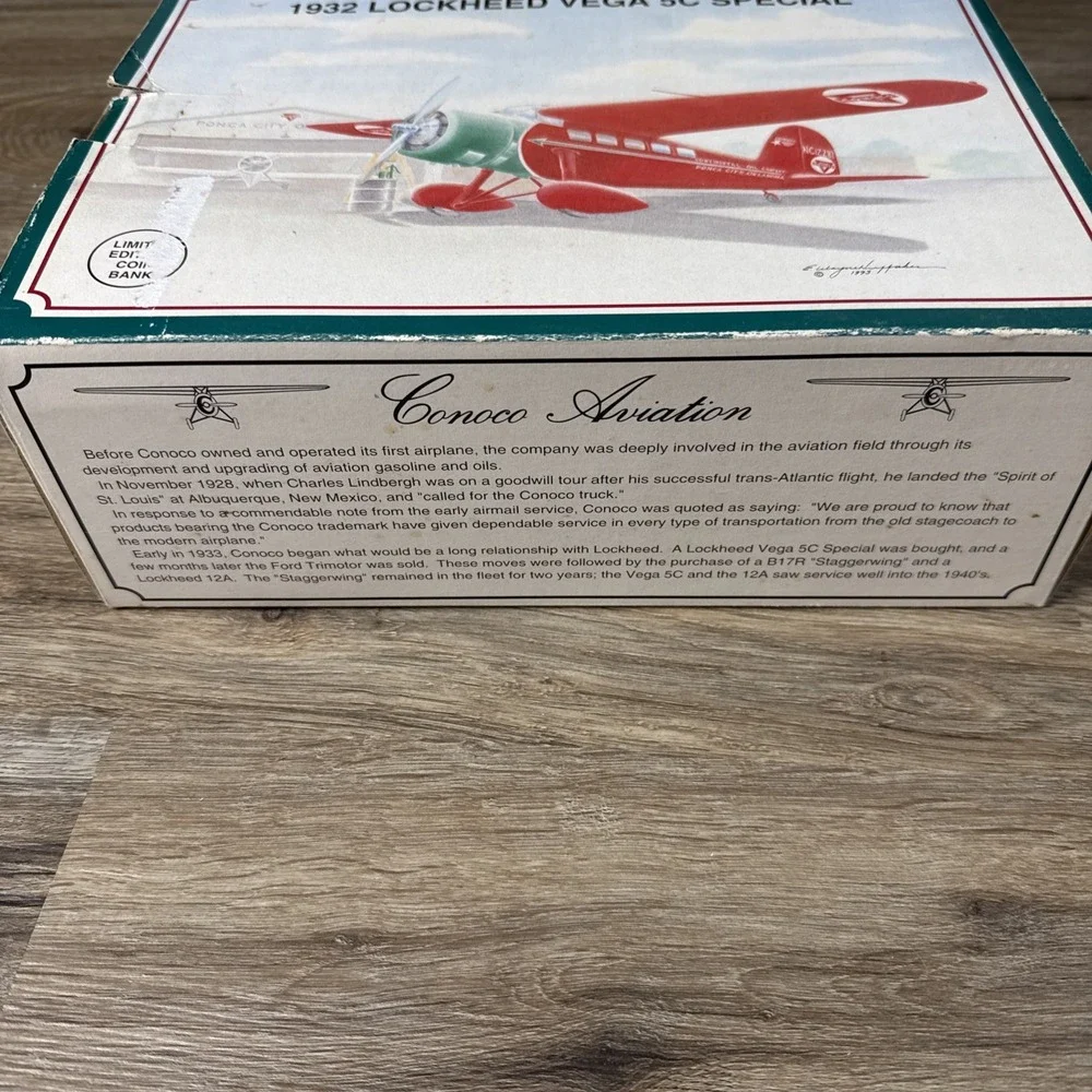 1932 Lockheed Vega 5C Special Conoco Diecast Plane Coin‎ Bank Limited Edition #8